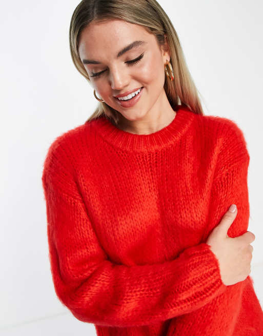 ASOS DESIGN chunky oversized jumper in red ASOS