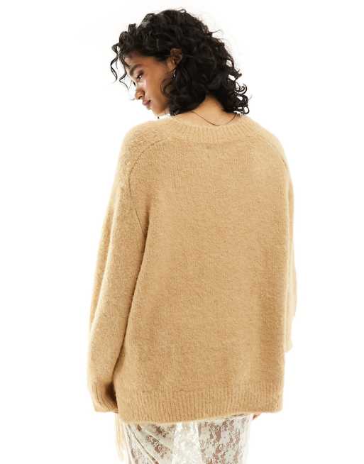 Oversized Brushed Yarn Crew Neck Sweater