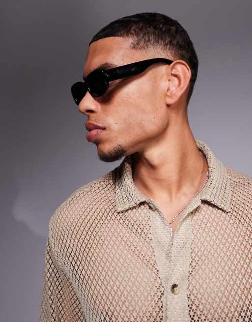 ASOS DESIGN chunky rectangle sunglasses in black ASOS