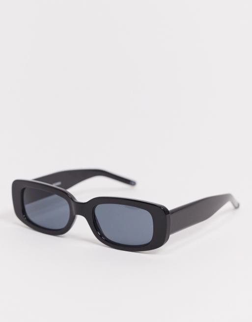 ASOS DESIGN oversized chunky rectangle sunglasses with smoke lens in white