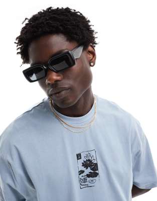 ASOS DESIGN ASOS DESIGN chunky rectangle sunglasses with bubble frames in black