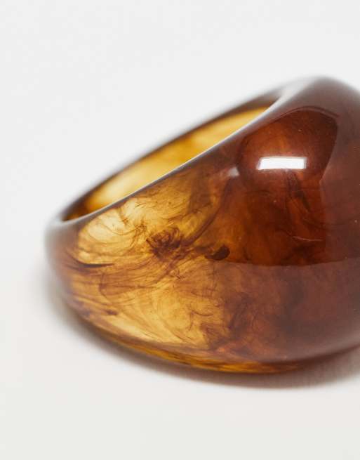 ASOS DESIGN chunky resin ring in brown