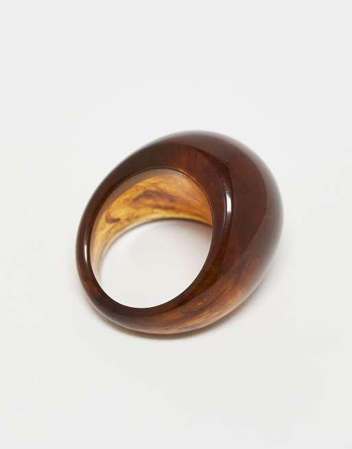 ASOS DESIGN chunky resin ring in brown