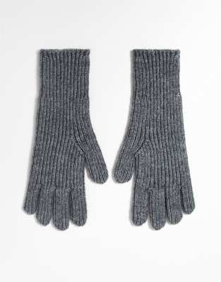 ASOS DESIGN chunky rib knit gloves in charcoal grey