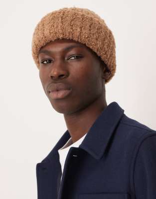 Asos Design Chunky Ribbed Boucle Beanie In Neutral