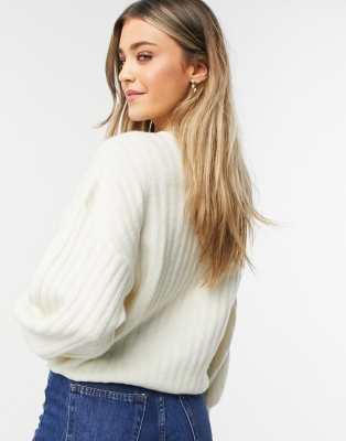 cream ribbed cardigan