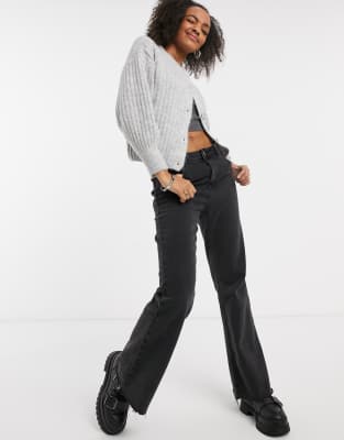 grey crew neck cardigan