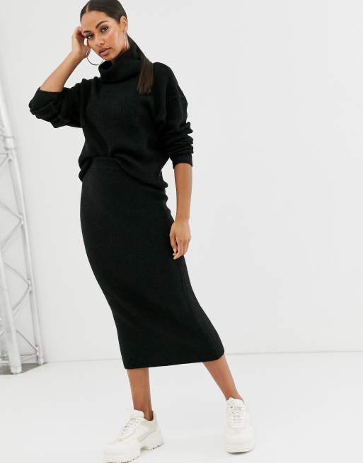 ASOS DESIGN chunky ribbed midi skirt in recycled blend | ASOS