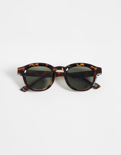 ASOS DESIGN chunky ronde zonnebril in tortoise met groene glazen, 3 van 3