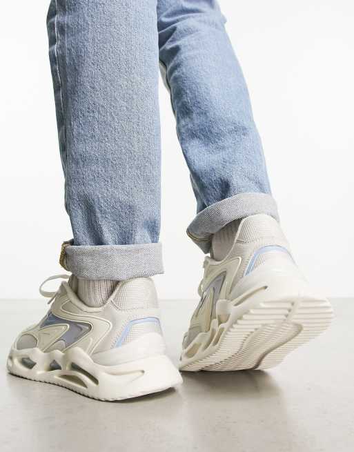 ASOS DESIGN chunky running sneakers with rubber details in stone and blue  mix | ASOS