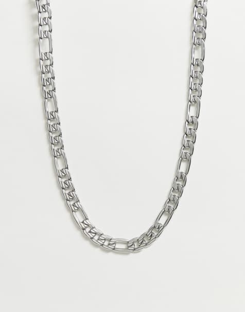 ASOS DESIGN chunky short neckchain with clasp detail  in silver tone - view 1