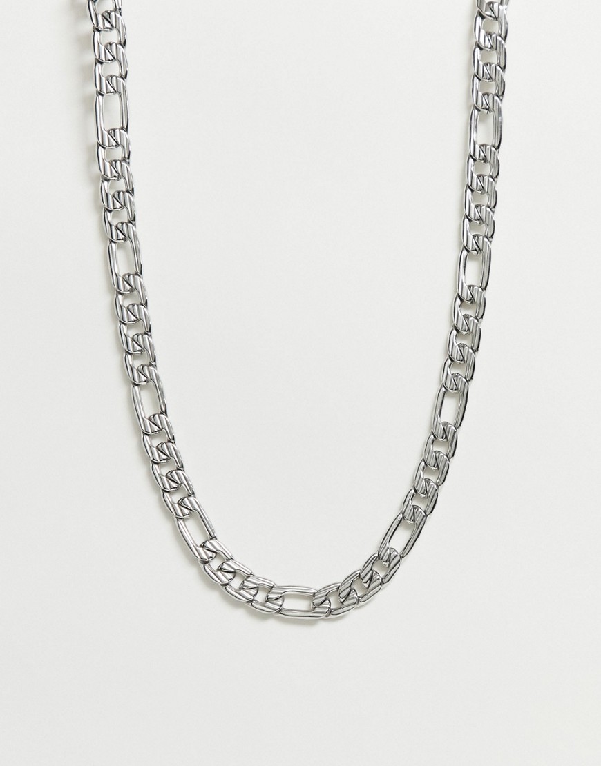 ASOS DESIGN chunky short neckchain with clasp detail in silver tone