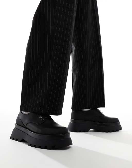 ASOS DESIGN - Chunky sko med snørebånd og gummidetalje i sort, 4 af 4