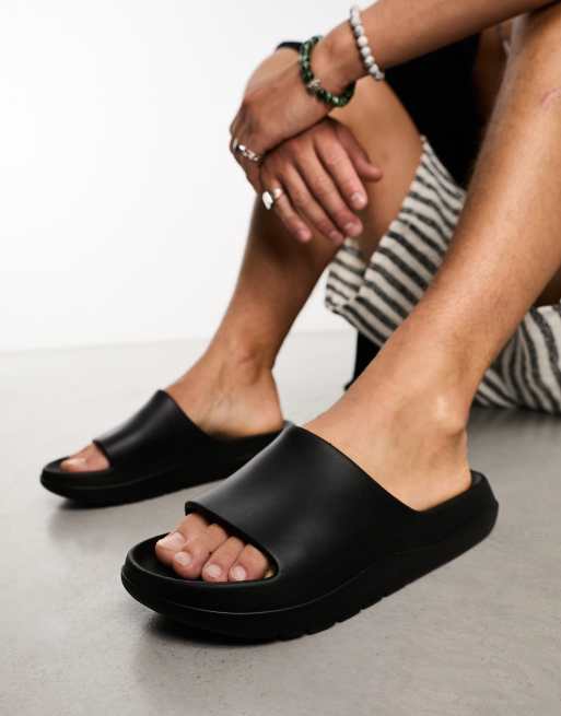 Womans black sliders new arrivals