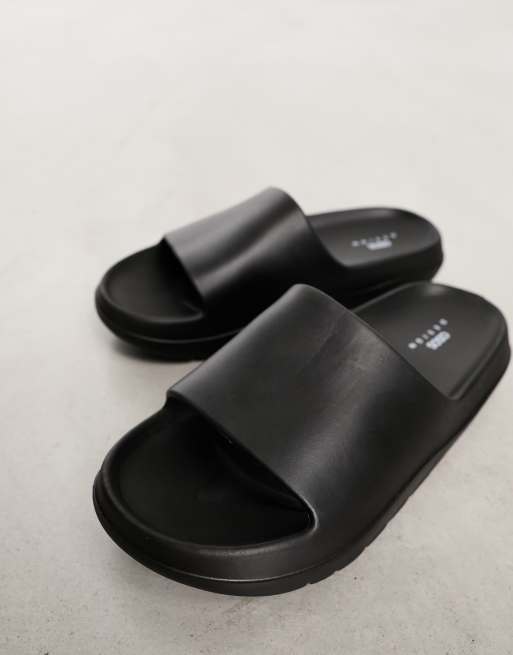 Plain black sliders store womens