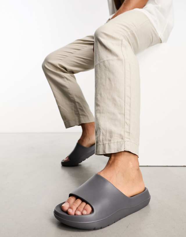 ASOS DESIGN chunky sliders in gray