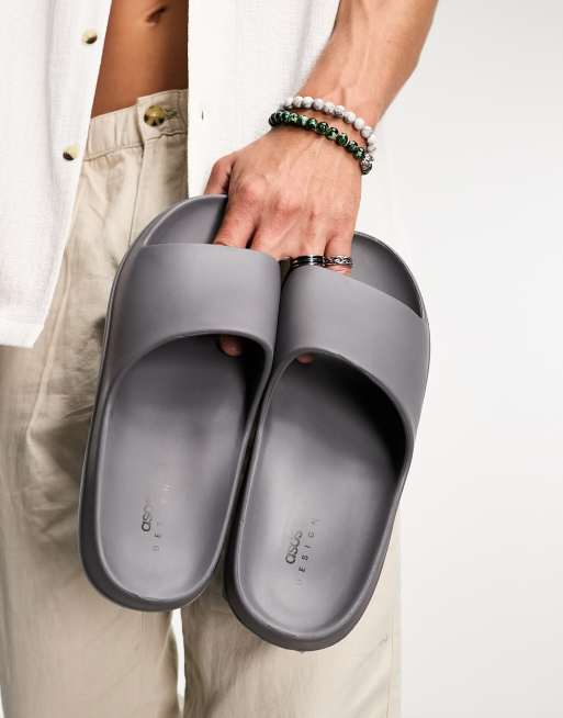 ASOS DESIGN chunky sliders in grey | ASOS