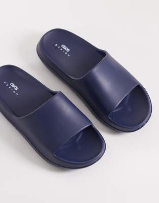 ASOS DESIGN chunky sliders in navy