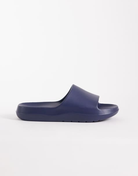 ASOS DESIGN chunky sliders in navy - view 1
