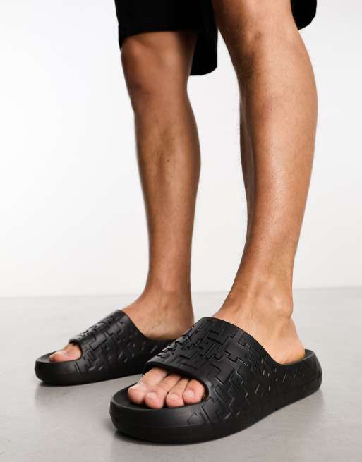 ASOS DESIGN chunky sliders with texture in black ASOS