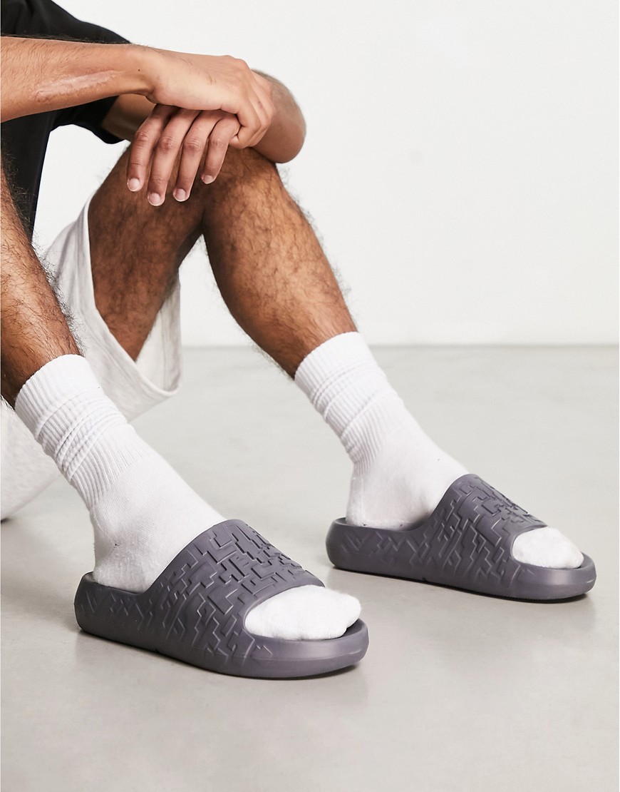 ASOS DESIGN chunky sliders with texture in grey