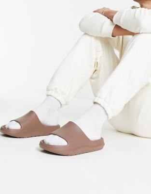 ASOS DESIGN chunky slides in brown