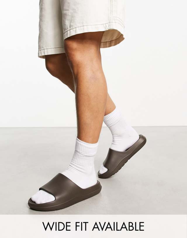 ASOS DESIGN chunky slides in brown