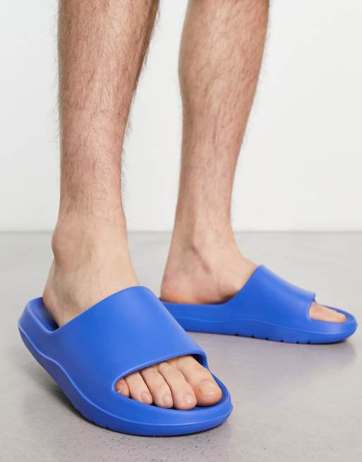 Blue cheap slides shoes