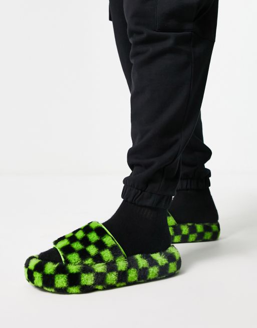 Green hot sale plaid slippers