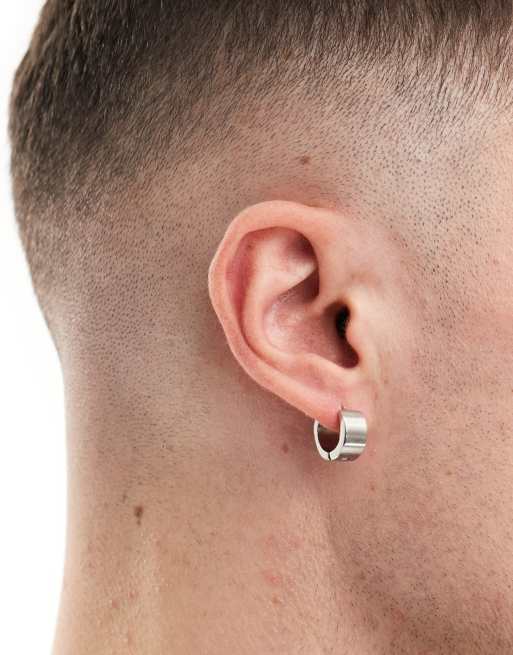 ASOS DESIGN - Chunky sølvfarvede hoop-øreringe i vandafvisende rustfrit stål med tekstur