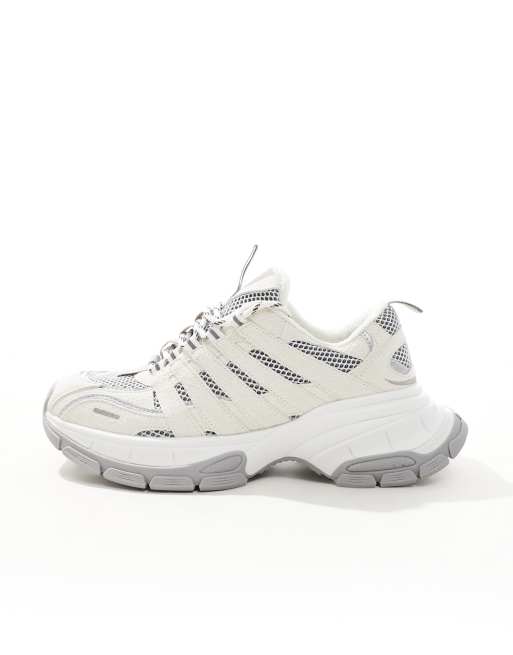ASOS DESIGN - Chunky sneakers grigio chiaro con dettagli in rete