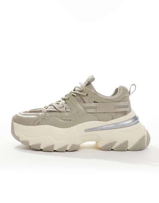 ASOS Design Chunky Sneakers in beige Neutral