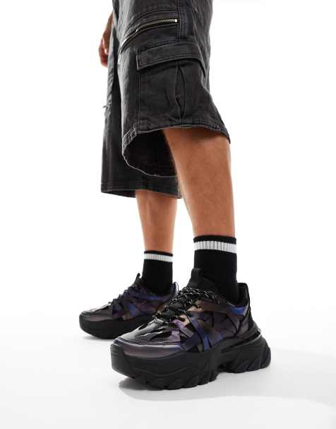 ASOS DESIGN chunky sneakers in black metallic - view 1