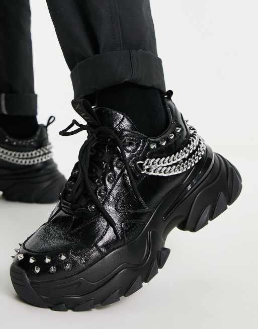 ASOS DESIGN chunky sneakers in black with metal hardware