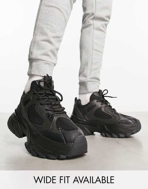 pubertet sne hvid Tekstforfatter ASOS DESIGN chunky sneakers in black | ASOS