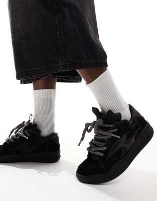 Asos Design Chunky Sneakers In Black In Black