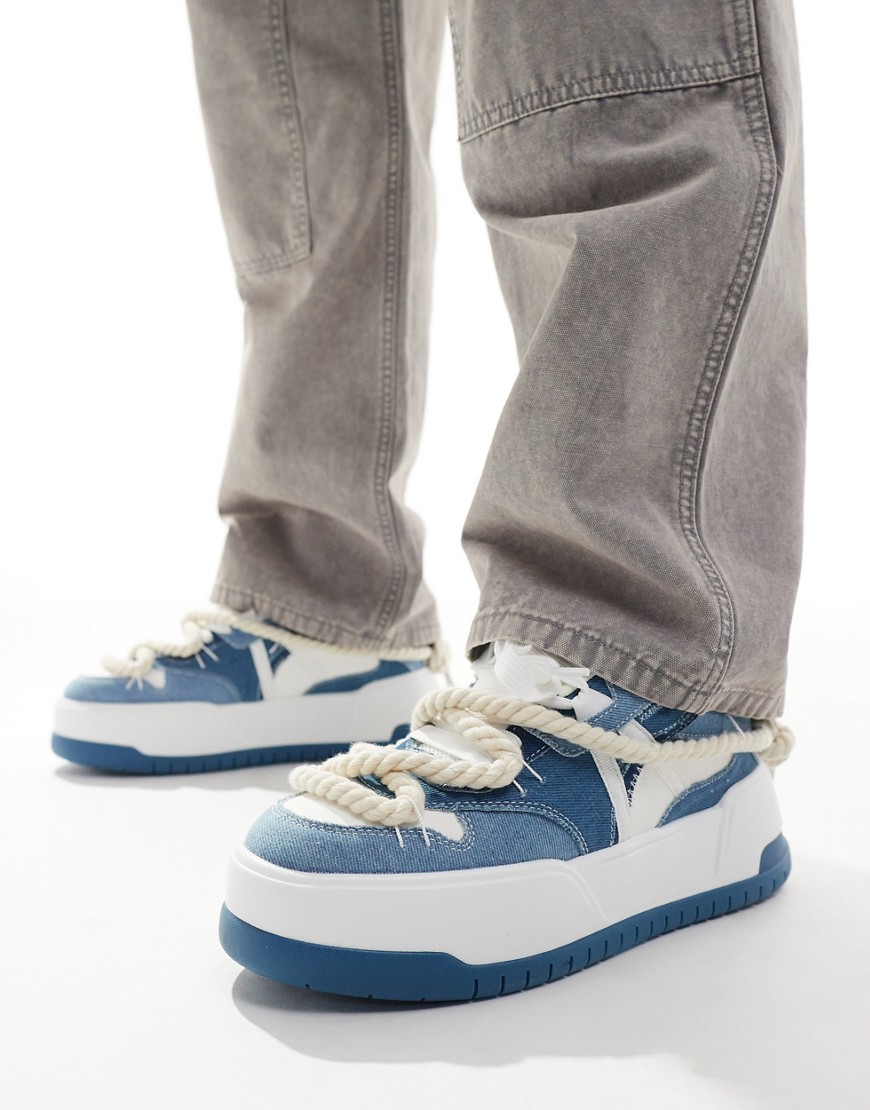 Asos Design Chunky Sneakers In Blue Denim