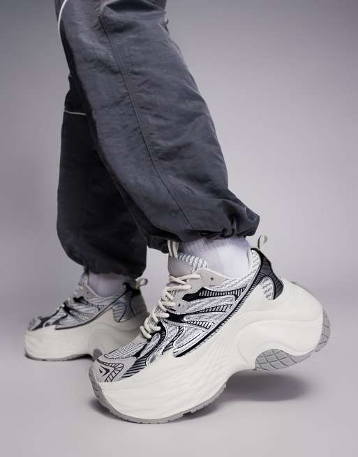 ASOS Design Chunky Sneakers in Gray and Silver