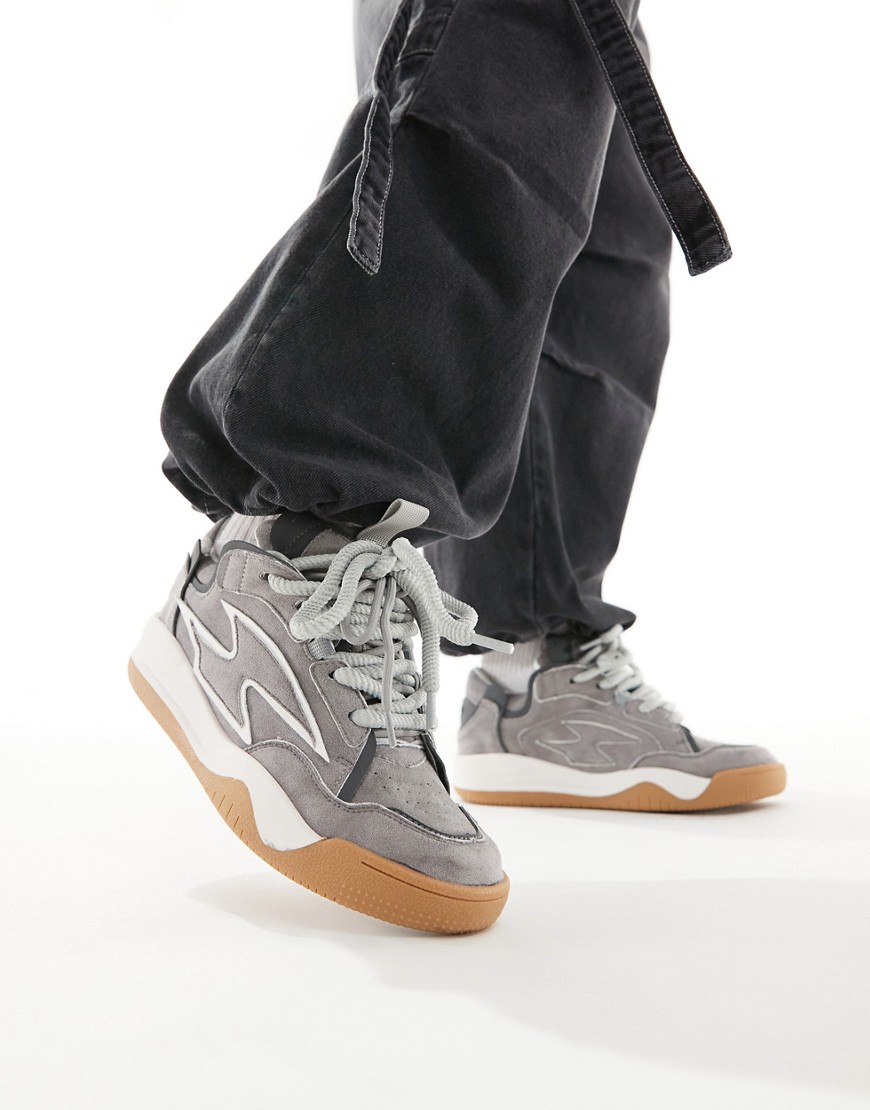 Asos Design Chunky Sneakers In Gray-multi