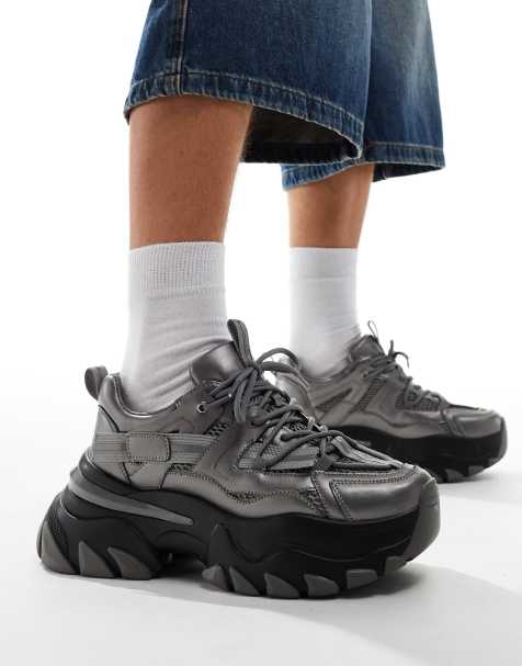 ASOS DESIGN chunky sneakers in gunmetal - view 1