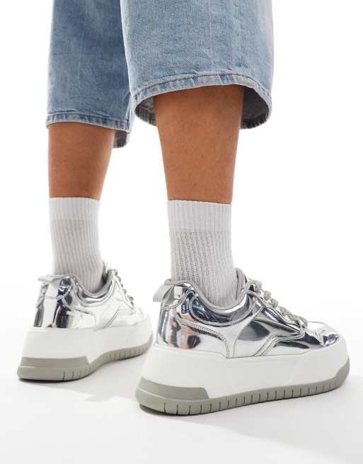 Silver chunky fashion trainers