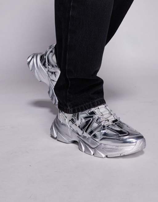 ASOS DESIGN chunky sneakers in silver