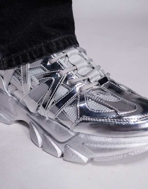 ASOS DESIGN chunky sneakers in silver