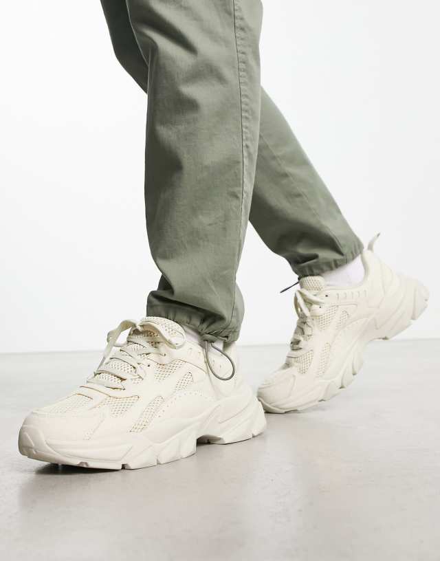 ASOS DESIGN chunky sneakers in stone mesh with textile panels