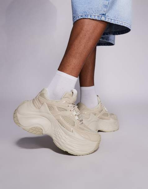 ASOS DESIGN chunky sneakers in stone - view 1