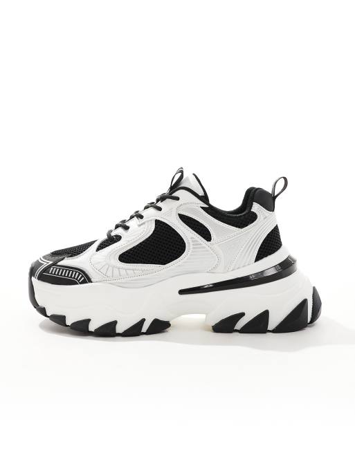 Off-White Black and White Athletic Shoes with Chunky Design ASOS DESIGN chunky sneakers in white and black | ASOS main image 4