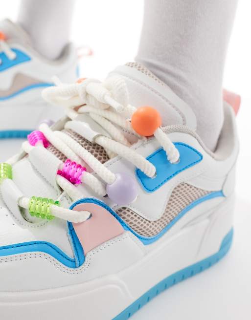 ASOS DESIGN chunky sneakers in white and blue , 3 of 4