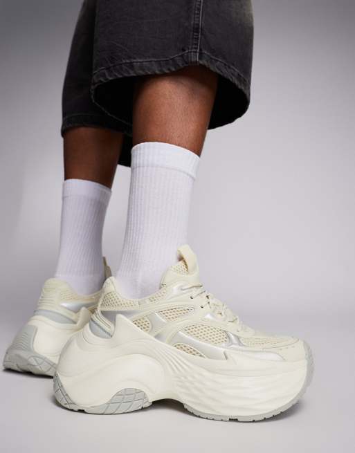 ASOS Chunky Sneakers in Mesh and Faux Leather Paneling