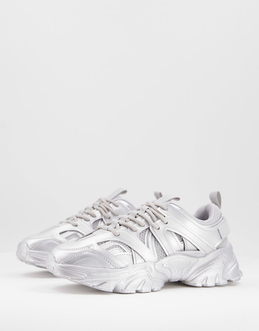 ASOS DESIGN - Chunky sneakers in zilver metallic