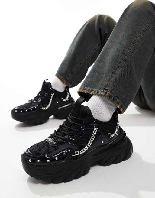 ASOS DESIGN - Chunky sneakers nere con dettagli in metallo